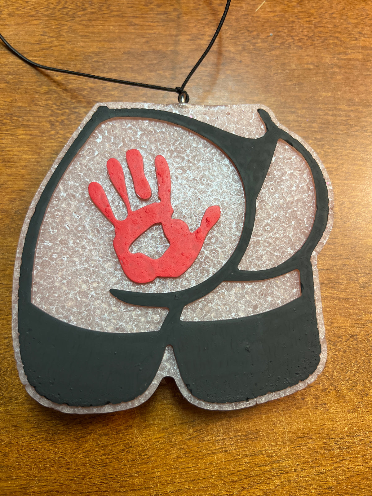 Freshie - Black Leather - Cheeks w/handprint