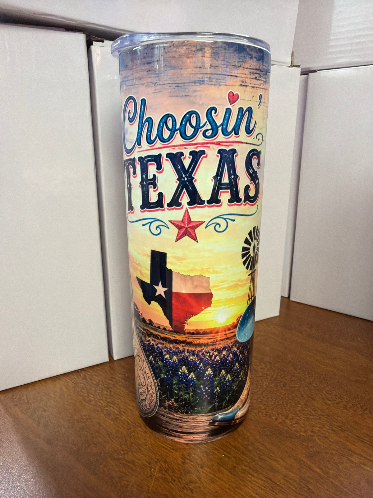 20 oz tumbler - Choosin Texas sunset