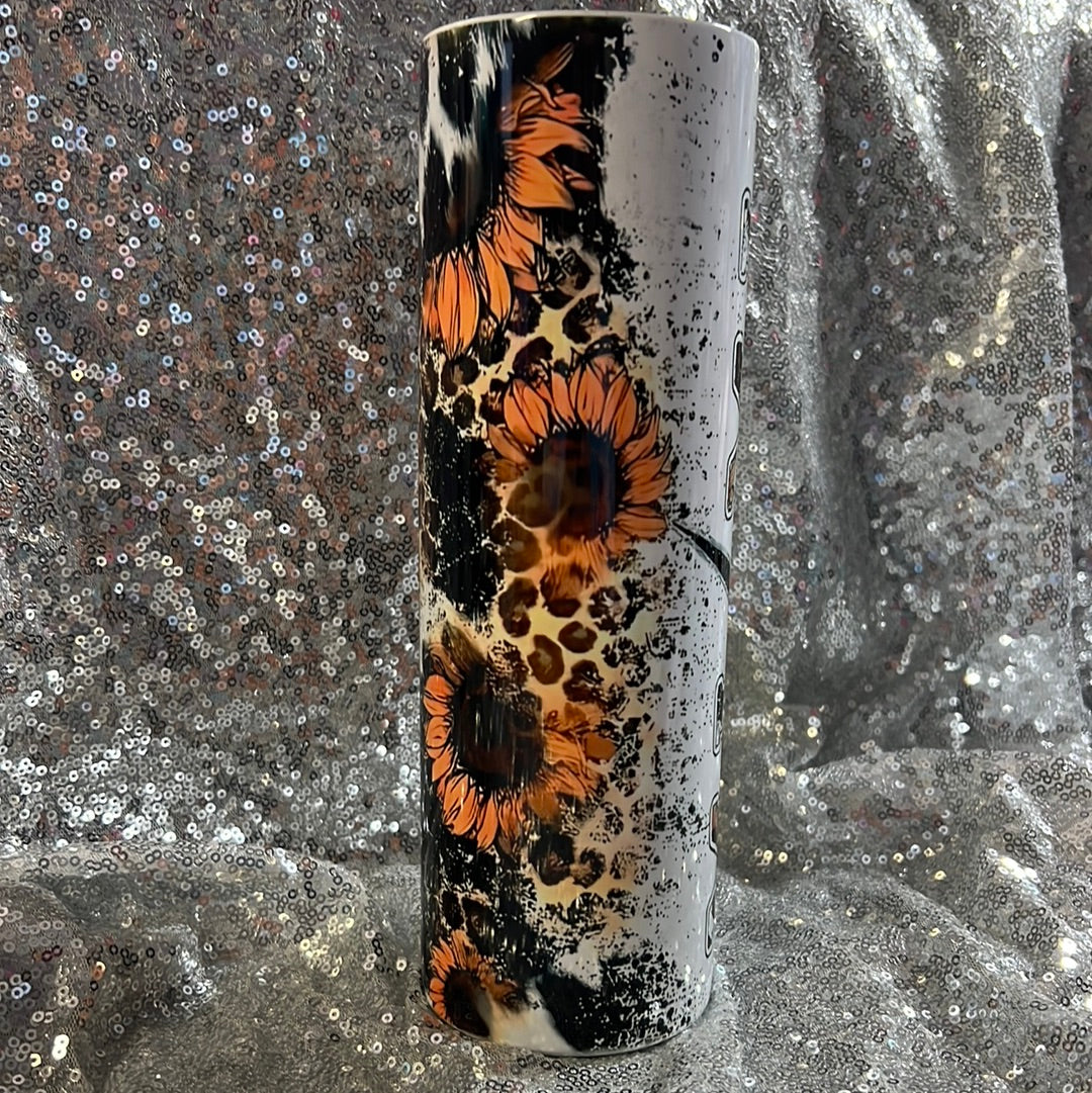 30 oz tumbler - Mama leopard & sunflower