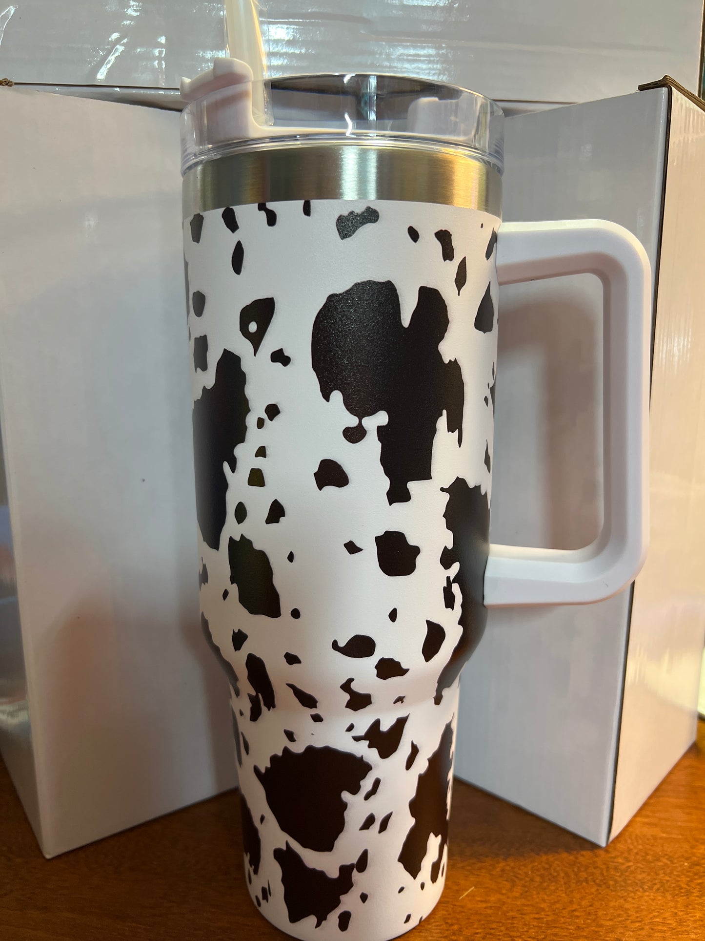 40 oz Stainless steel cow print