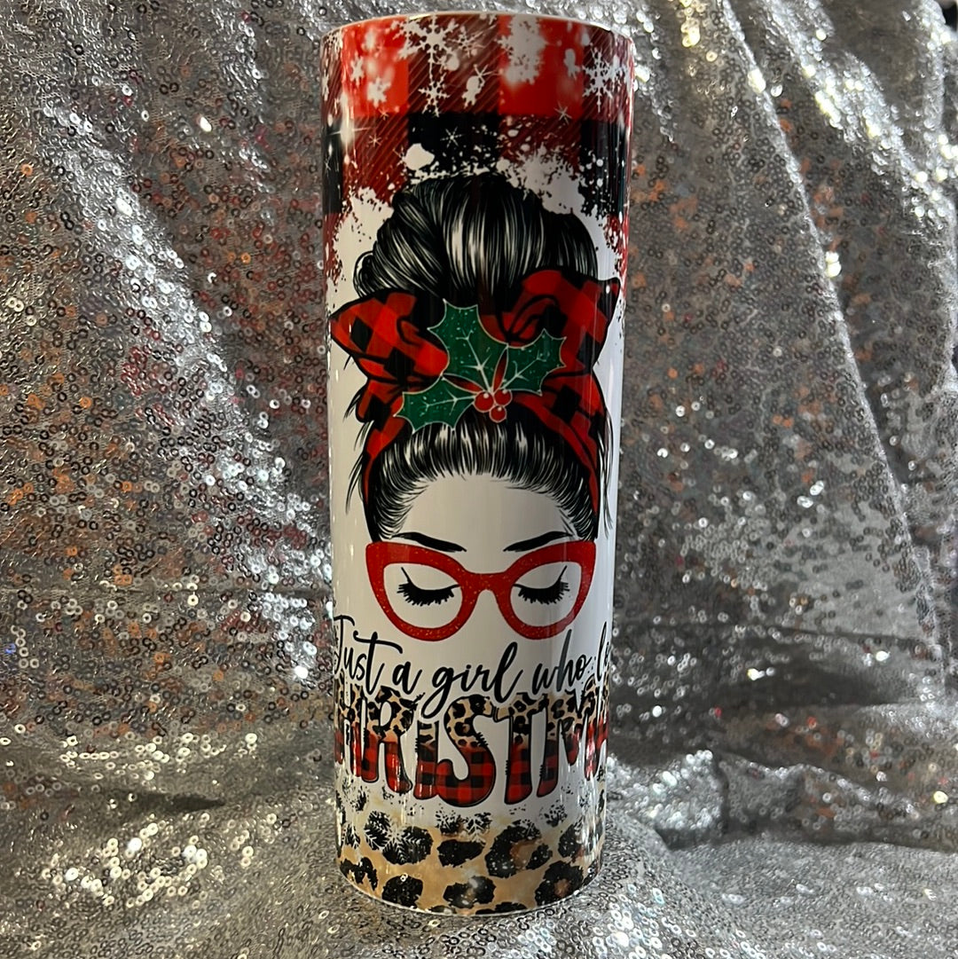 20 oz tumbler - Just a girl who loves Christmas