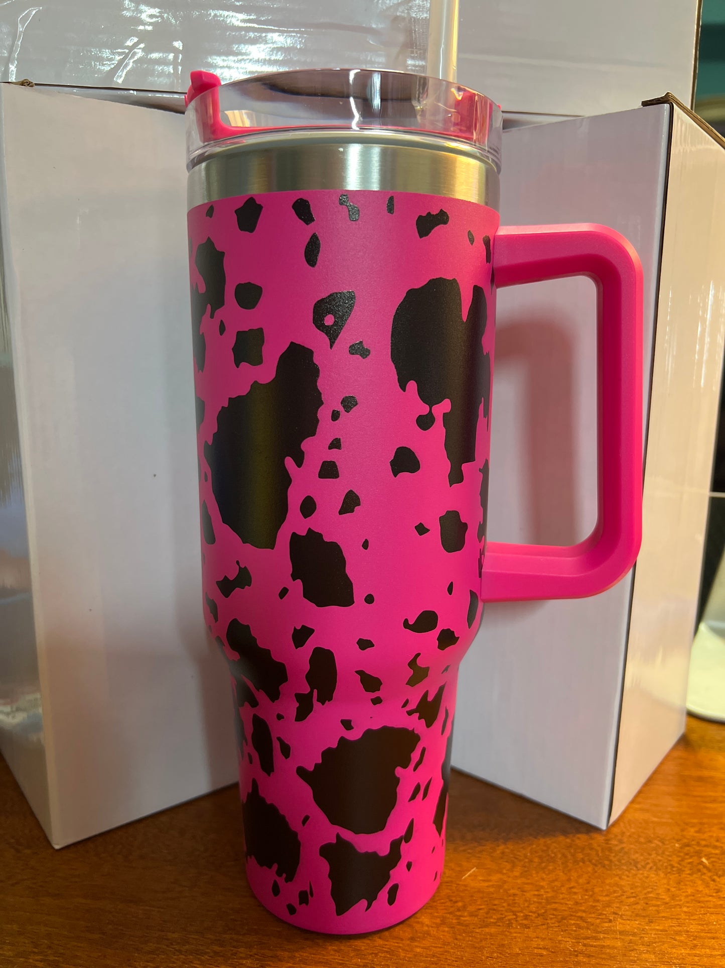 40 oz Stainless steel cow print