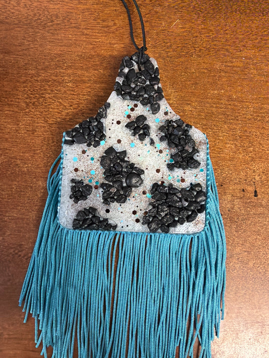 Freshie - Hawaiian blast - Stone cow print w/fringe tag