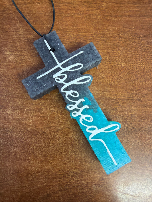 Freshie - Leather - Cross blessed