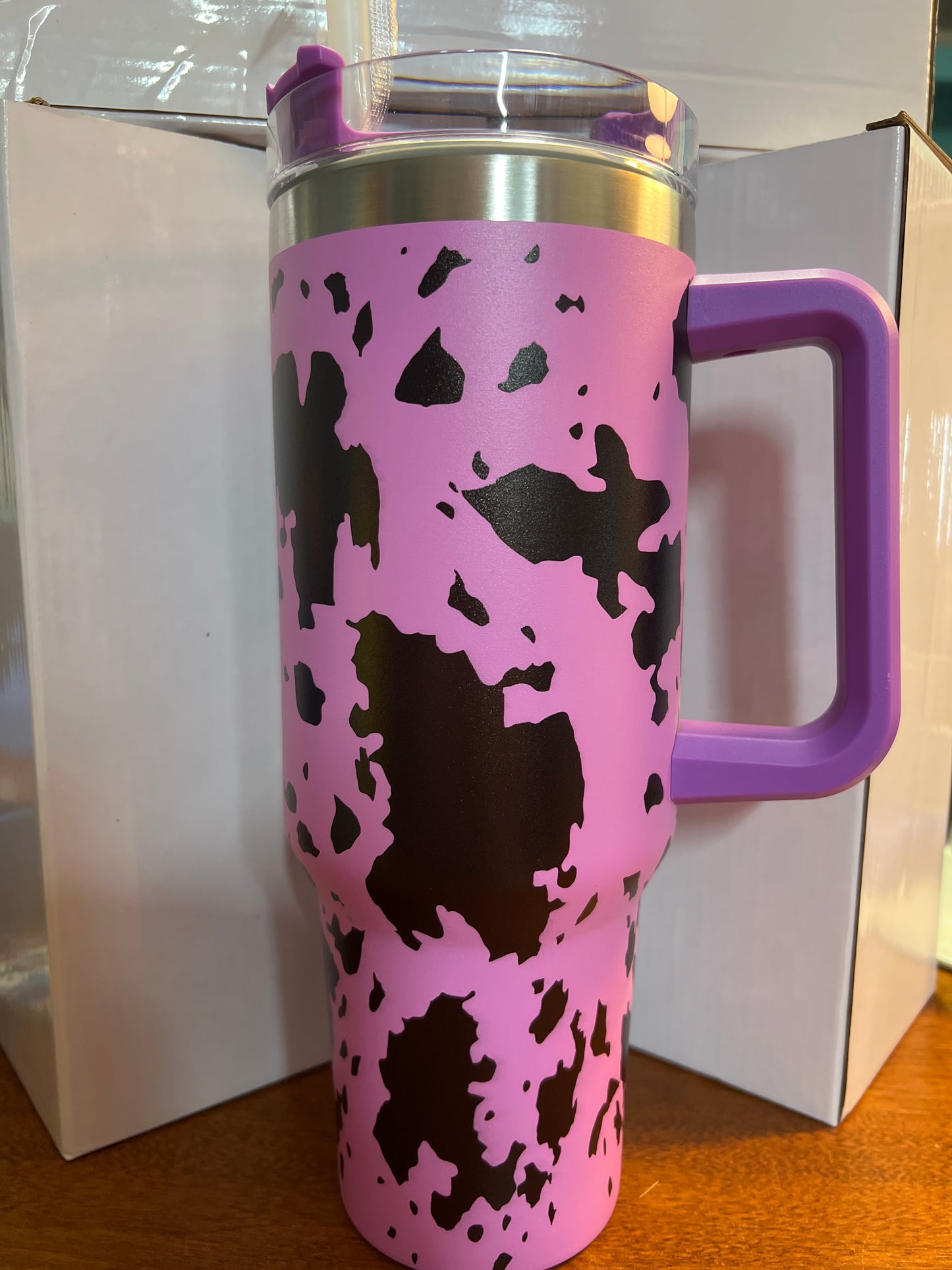 40 oz Stainless steel cow print