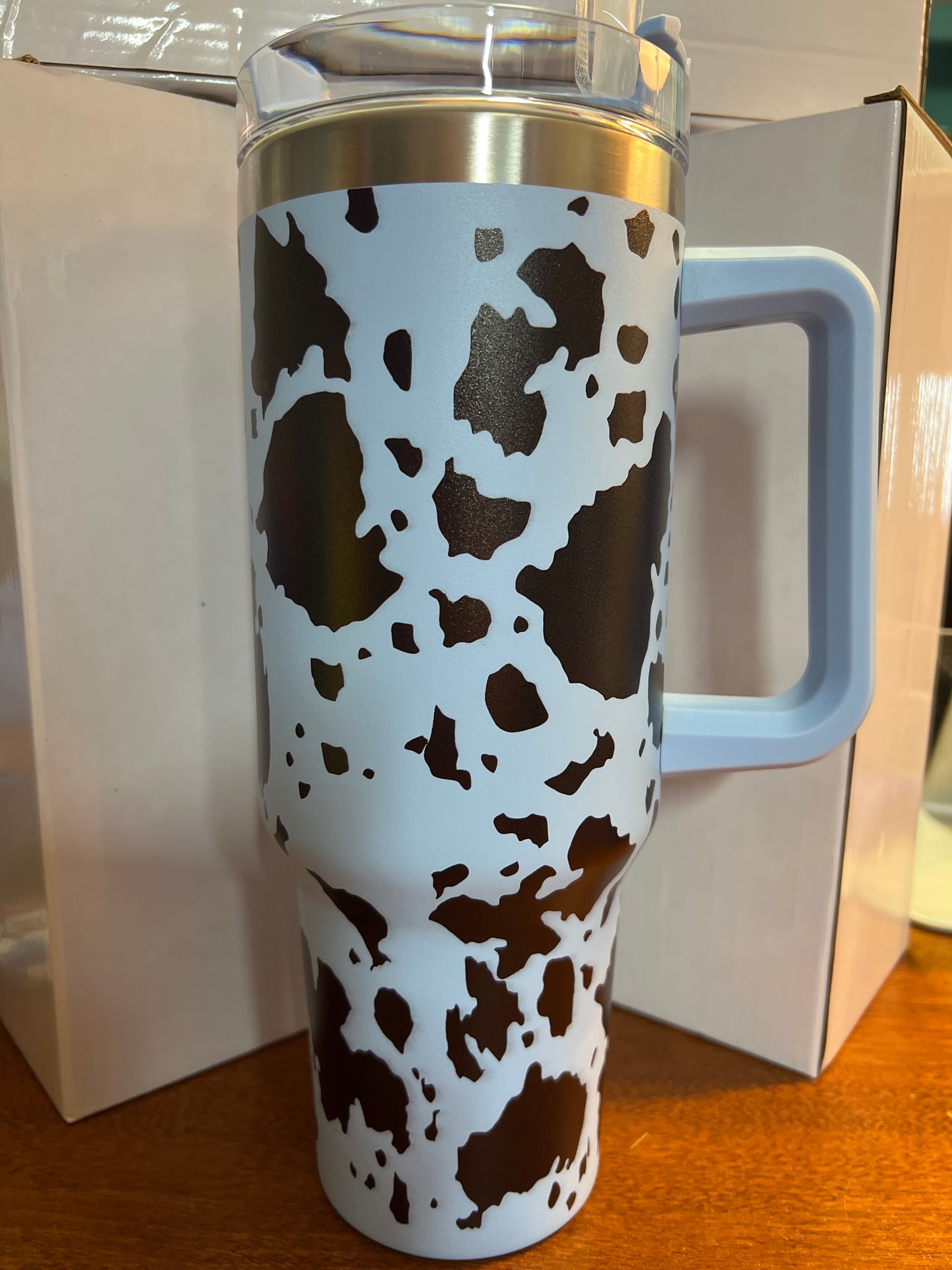 40 oz Stainless steel cow print