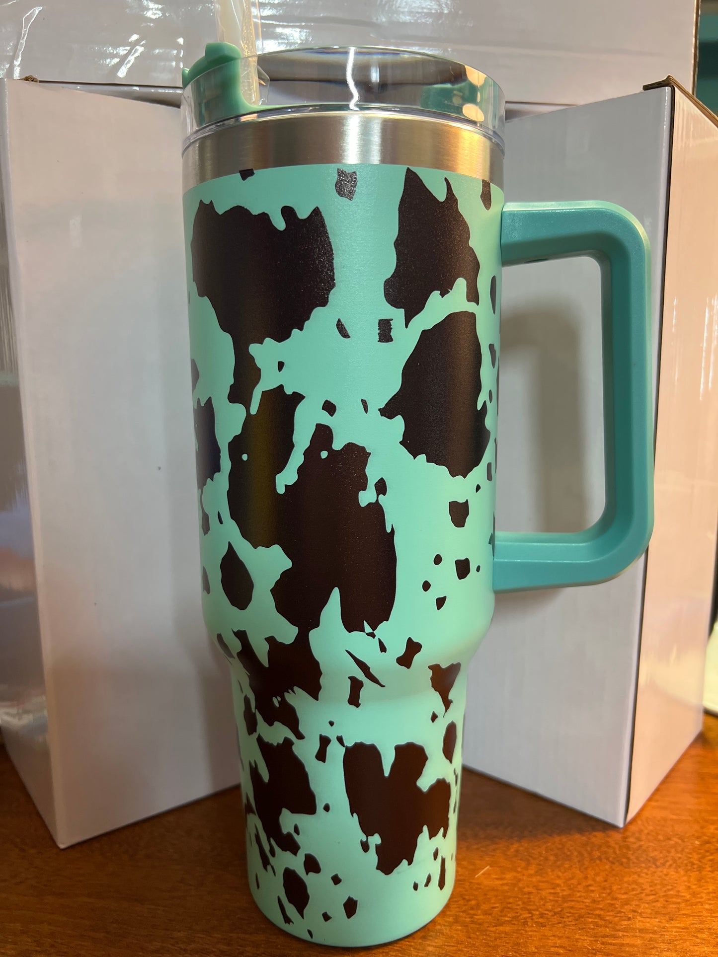 40 oz Stainless steel cow print