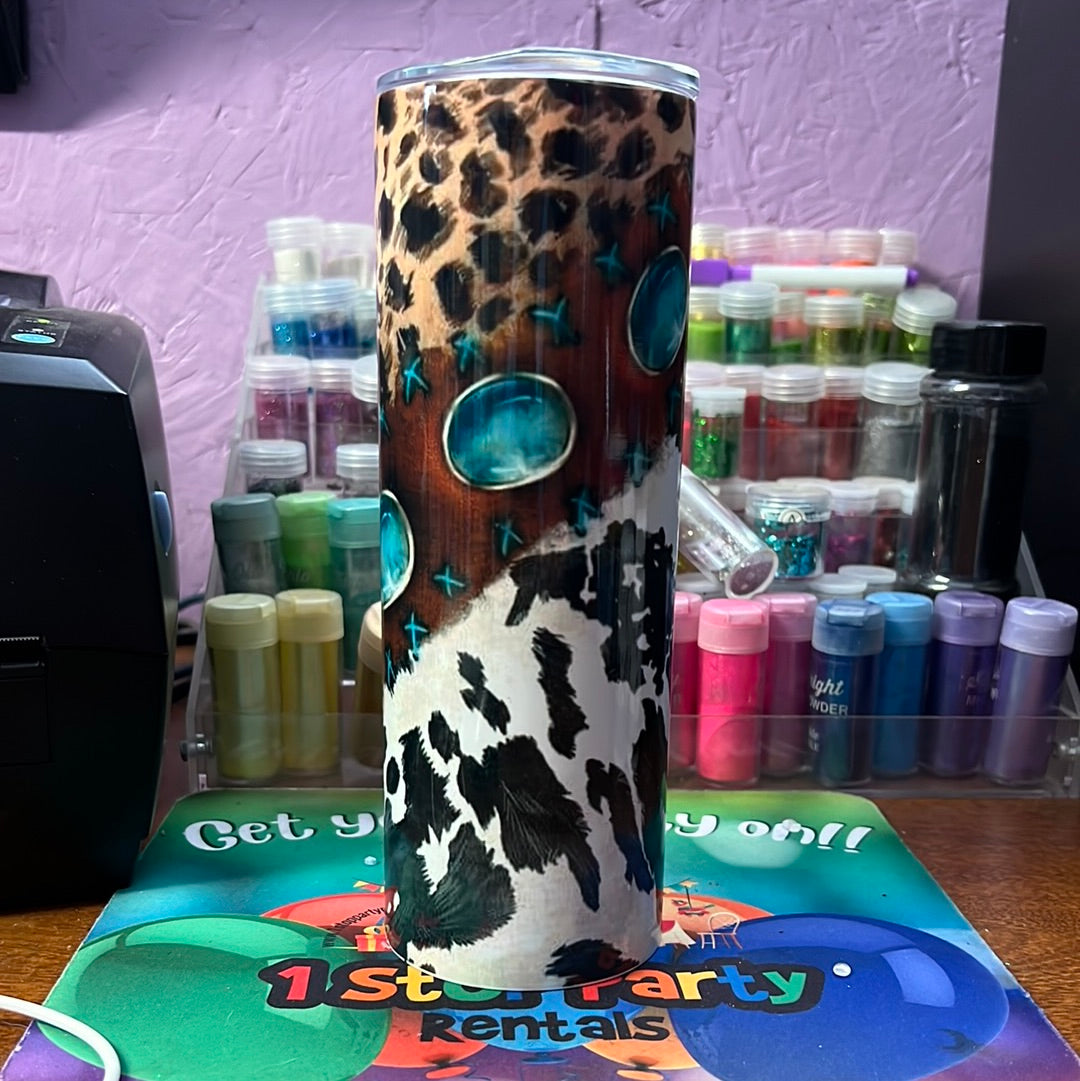 20 oz tumbler - Leopard cow print