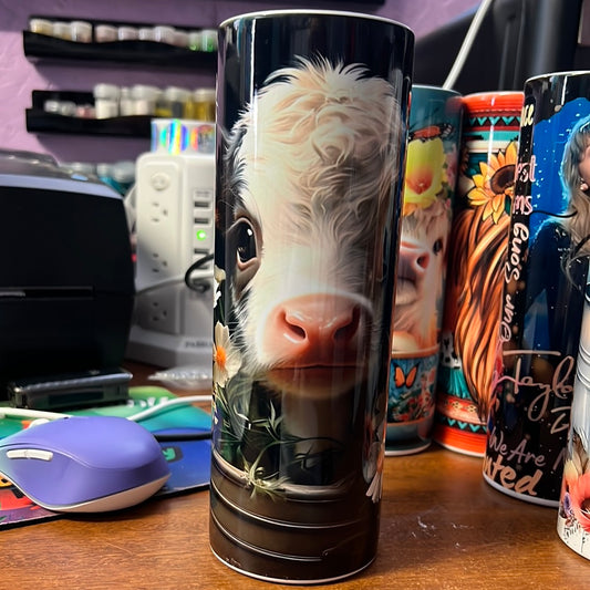 20 oz tumbler - Baby calf in flower pot