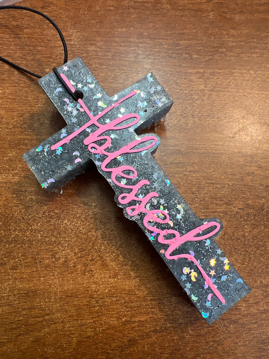 Freshie - Black leather - Cross blessed