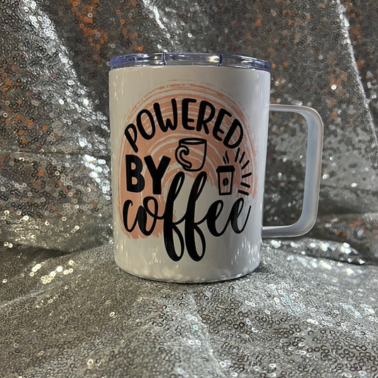 12 oz insulated mug - Powered by coffee