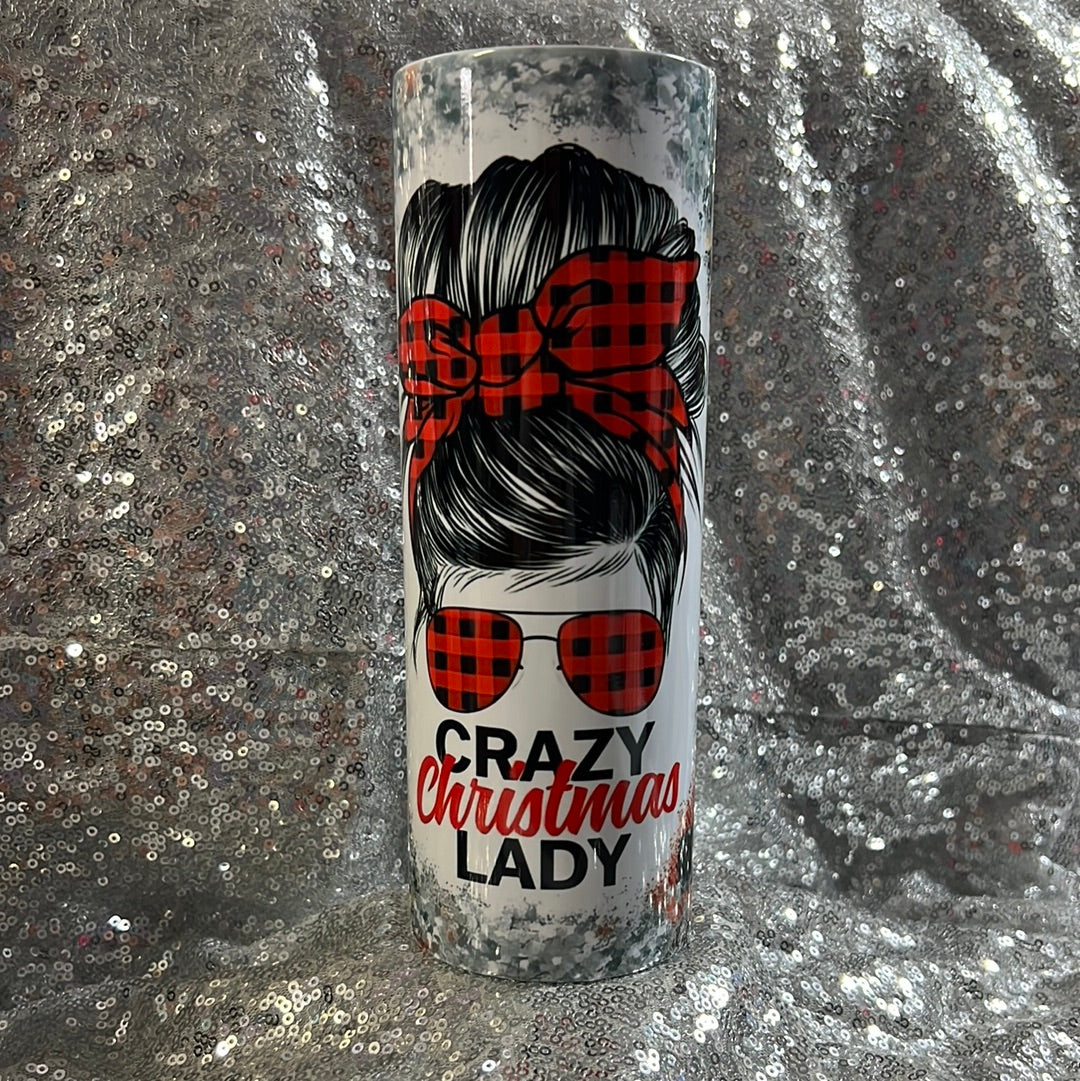 20 oz tumbler - Crazy Christmas lady