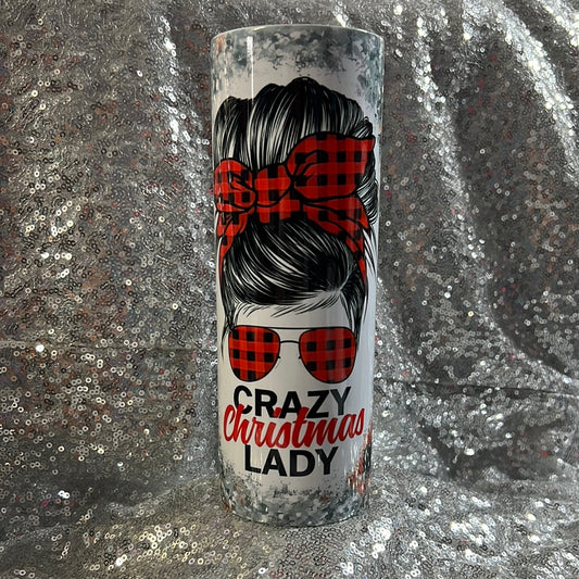 20 oz tumbler - Crazy Christmas lady