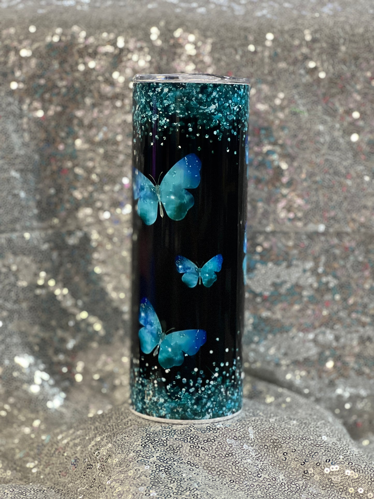 20 oz tumbler - Butterfly glitter